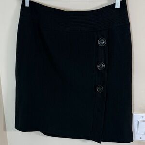 Talbots Chic Black Faux Button Mini Skirt